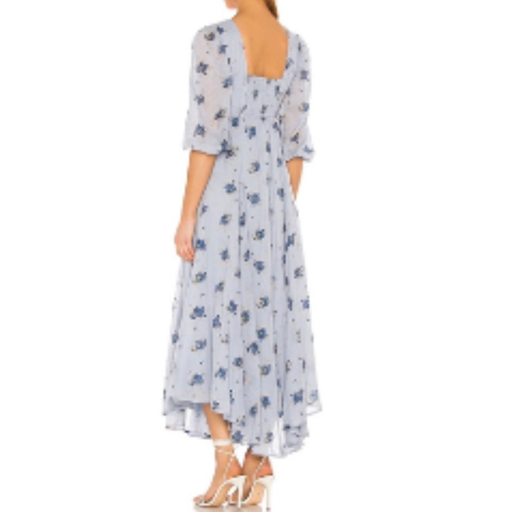 Free People Pale Blue Floral Tie-Front Midi Dress - Picture 3 of 3